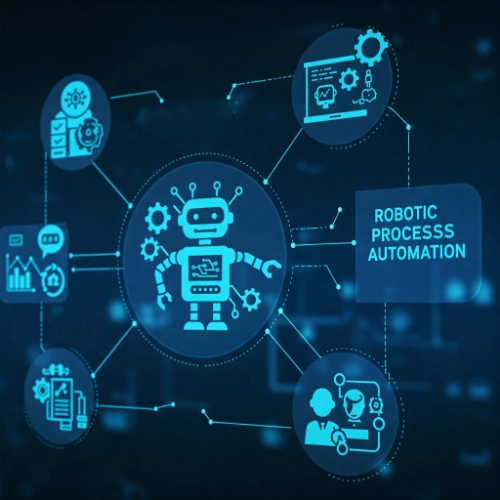 Was ist RPA? Robotic Process Automation nutzt Software-Bots zur Simulation menschlicher Interaktionen (Dateneingabe, Mausklicks) für effiziente Prozessautomatisierung in der Digitalisierung.