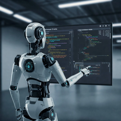 Visualisierung eines Testautomatisierungsbots, der menschliche Testfälle mit hoher Geschwindigkeit und Genauigkeit simuliert.